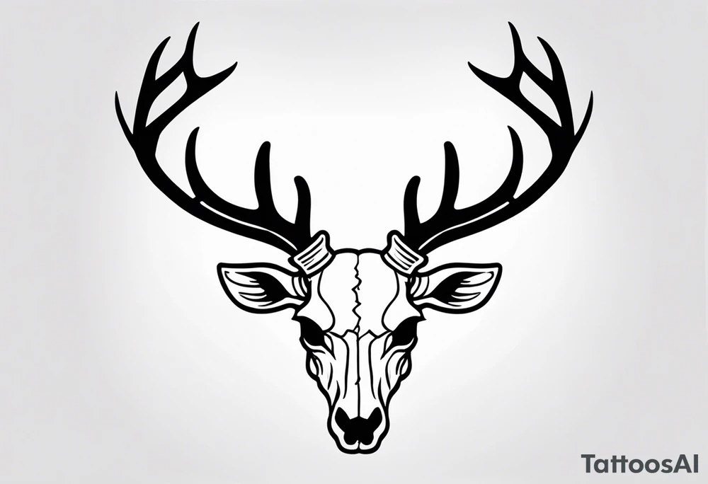 back tattoo of a front view reindeer  skull tattoo idea