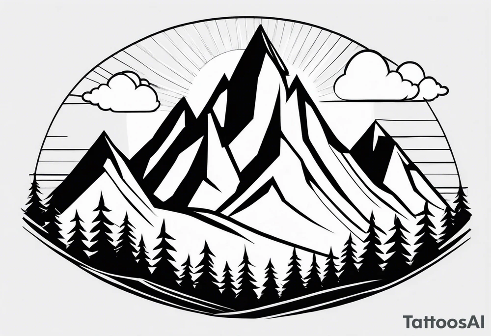 Simplified one of a single mountain tattoo idea