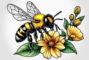 Little Bee and flowers tattoo idea