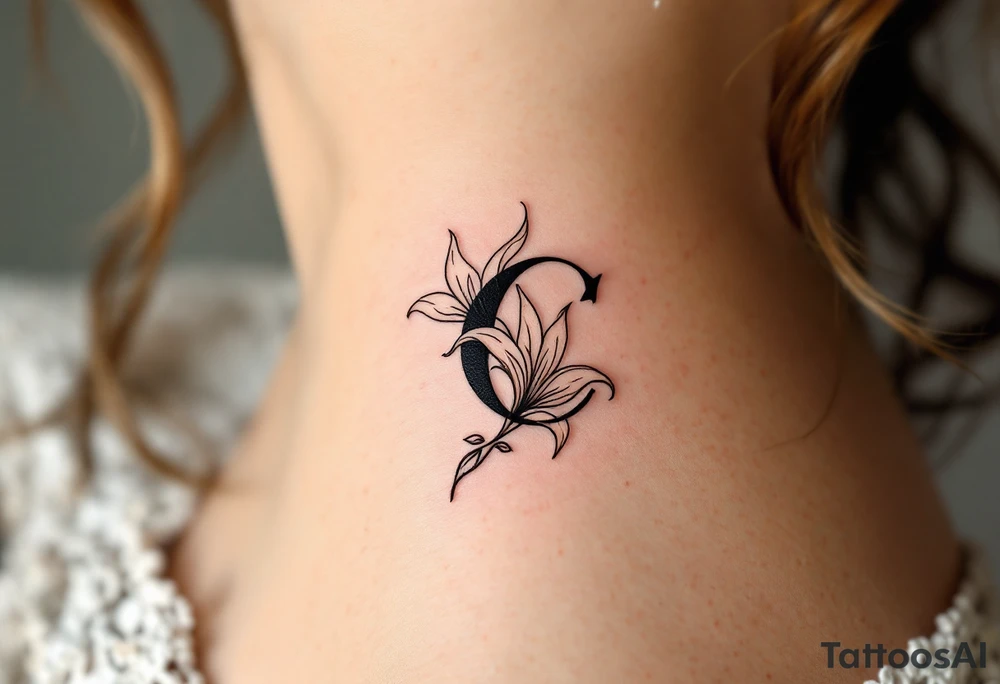 lily letter c tattoo idea