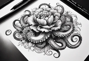 I am creating an arm piece that consists of octopus tentacles and floral all the way up tattoo idea