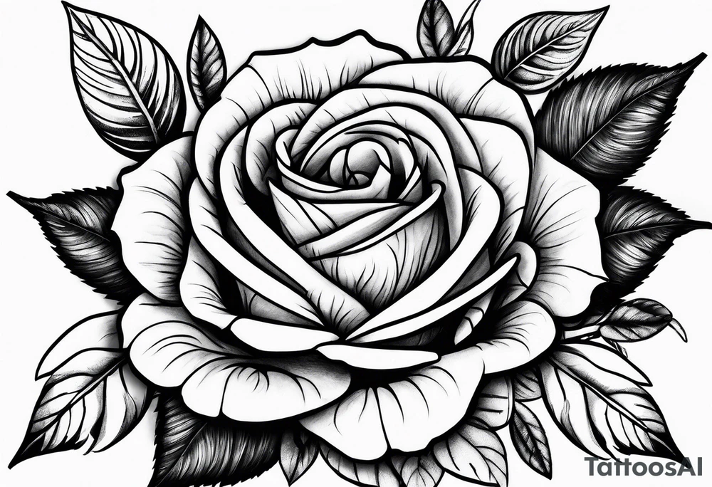 roses and leaves tattoo idea