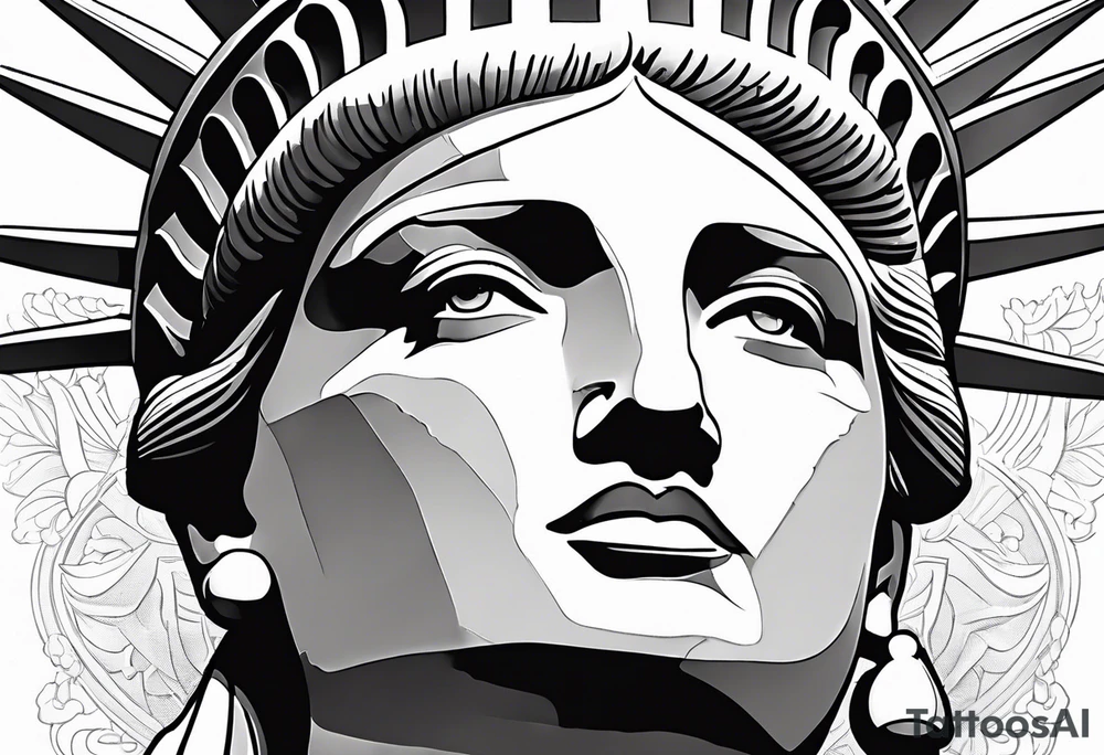 Sexy statue of liberty face tattoo idea