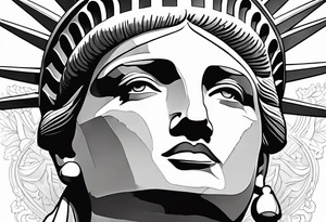 Sexy statue of liberty face tattoo idea