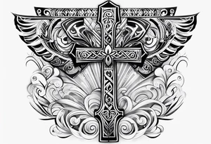 ankh mixed maori whole arm tattoo idea