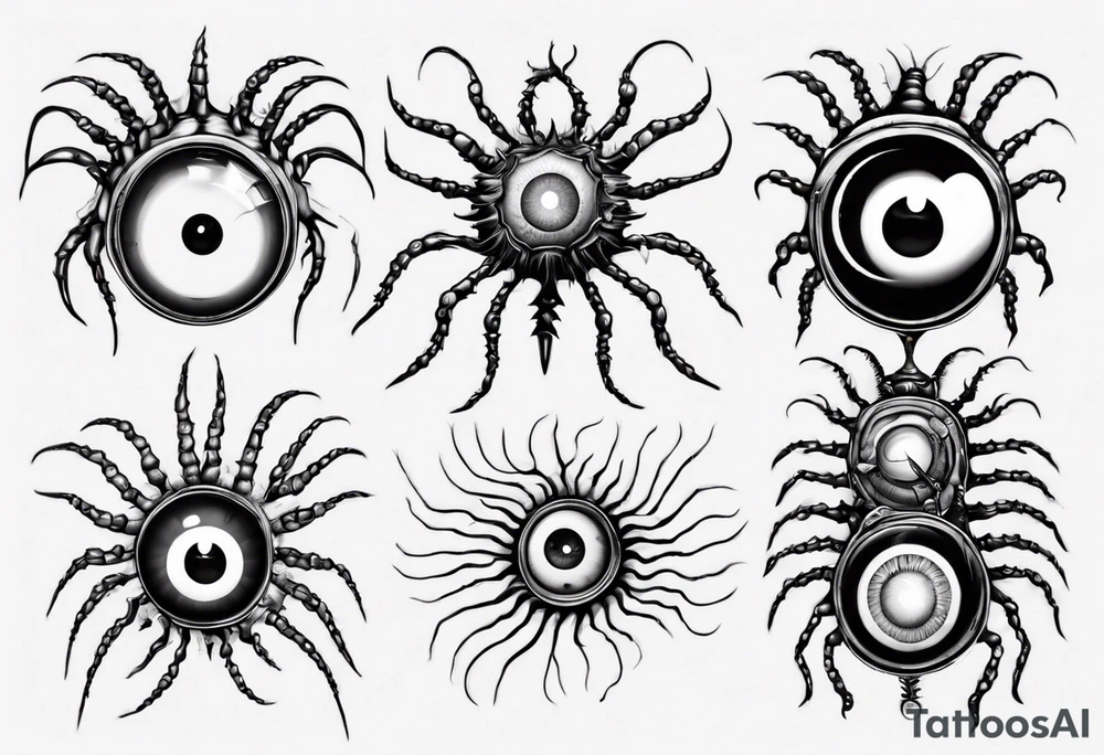eyeball centipede tattoo idea
