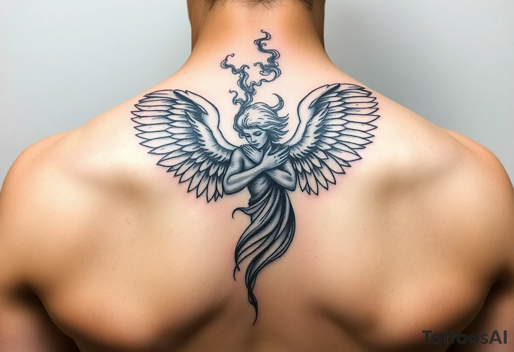 angel with smoke tattoo idea