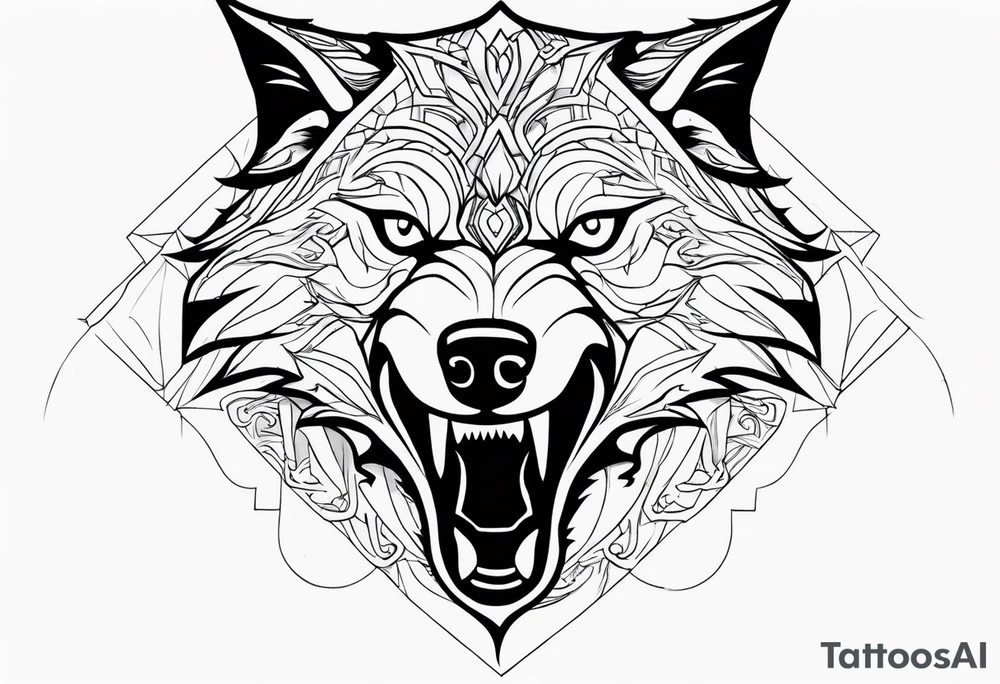 Angry wolf tattoo idea