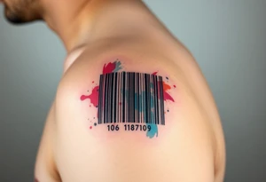 A barcode where the lines glitch and distort at the edges, symbolizing a love that breaks traditional codes. tattoo idea