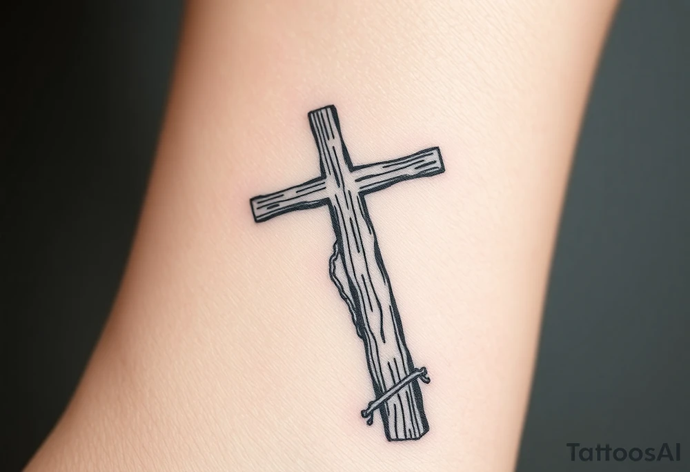 a wooden 12kv pole. Make the pole a cross that has a hidden resemblance to god. tattoo idea