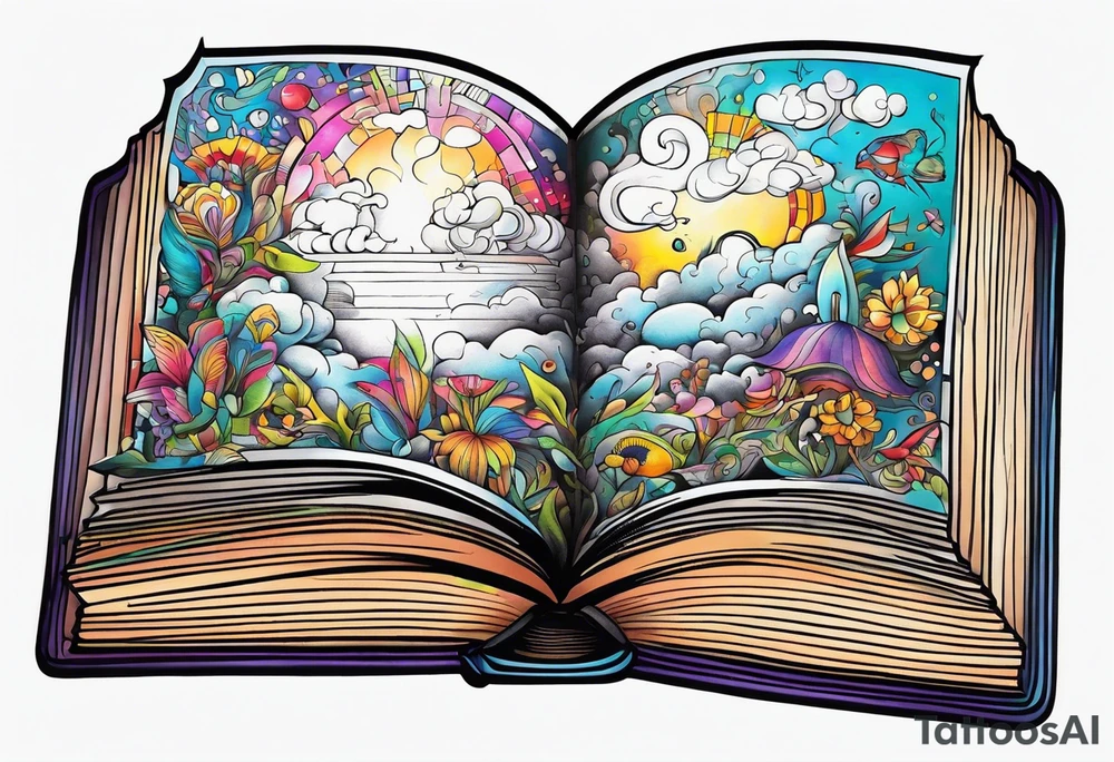 Open book, coming to life, whimsical, small tattoo idea