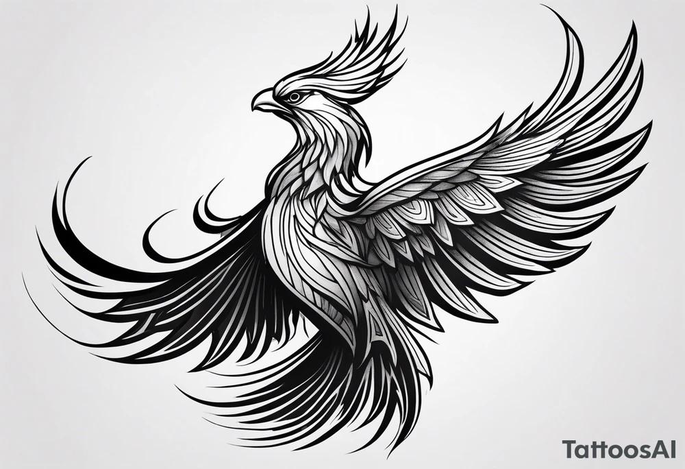 Side view of phoenix tattoo idea