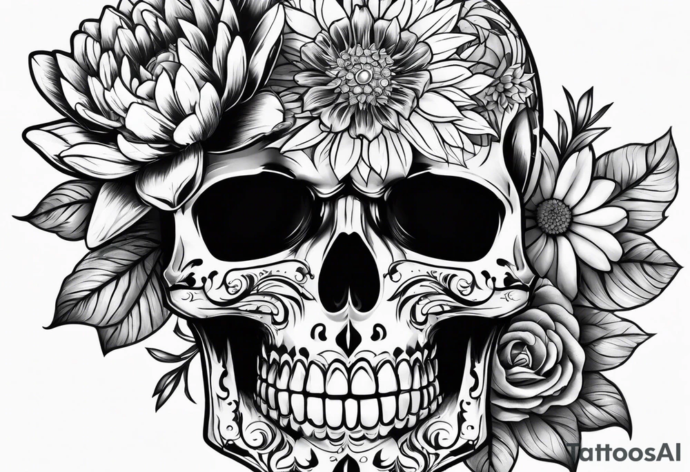 skull and aster tattoo idea