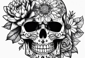 skull and aster tattoo idea