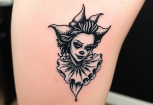 Sad female clown tattoo idea