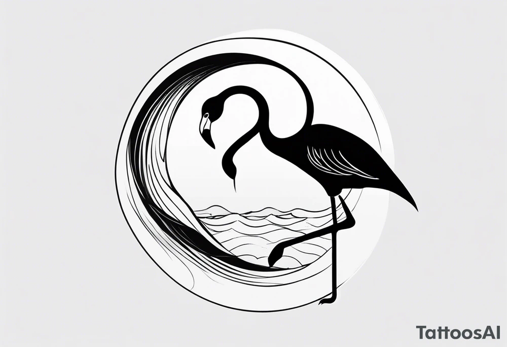 cute flamingo yinyang tattoo idea