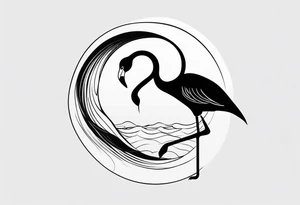 cute flamingo yinyang tattoo idea