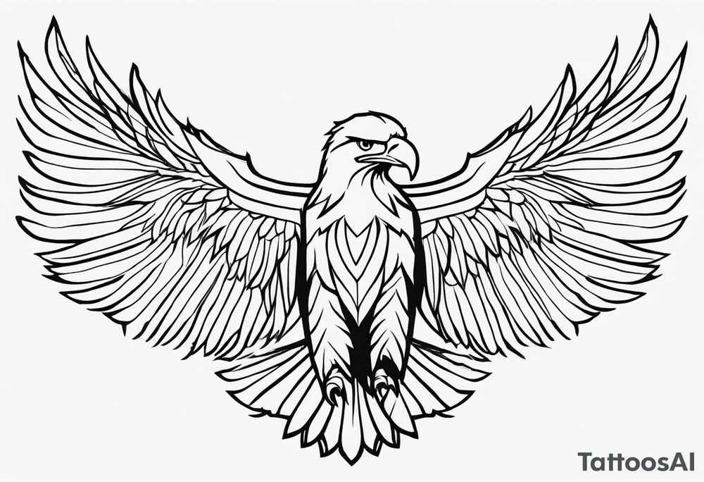 bald eagle with its wings spread, very simple line design, even less detail
View the eagle from the top looking down at it tattoo idea