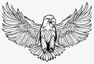 bald eagle with its wings spread, very simple line design, even less detail
View the eagle from the top looking down at it tattoo idea