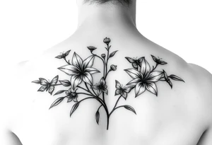 water lillie’s with small butterflies on the clavicle/shoulder area tattoo idea