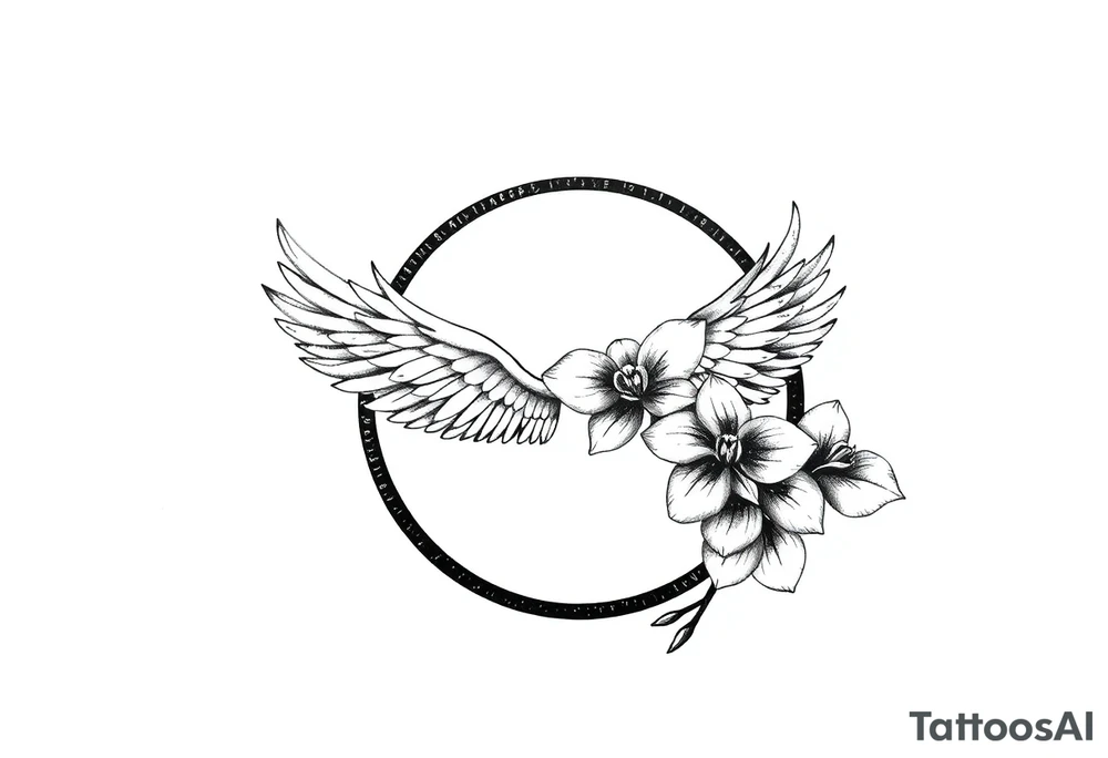 infinity loop with wings inside and an orchid tattoo idea