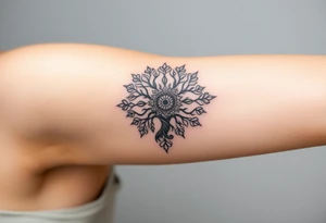 powerful, graceful, tree of life, with mandala incorporate, and jewels, sparkling tattoo idea