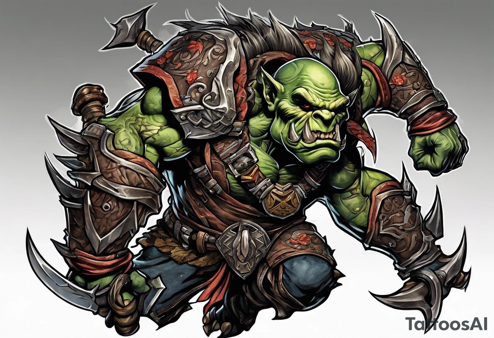 leaping orc tattoo idea