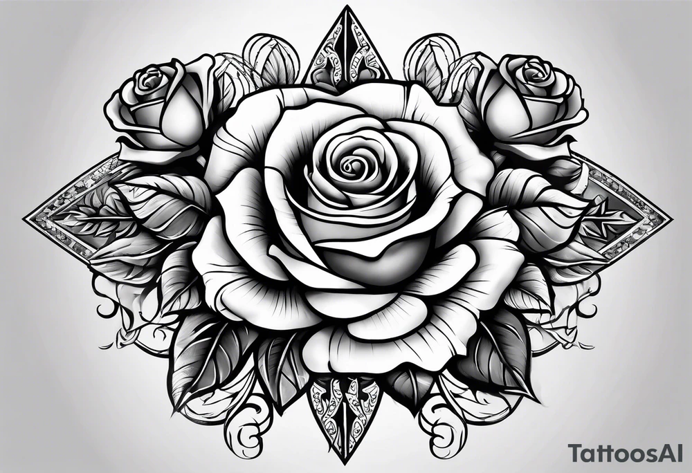 5 arrows and a rose tattoo idea