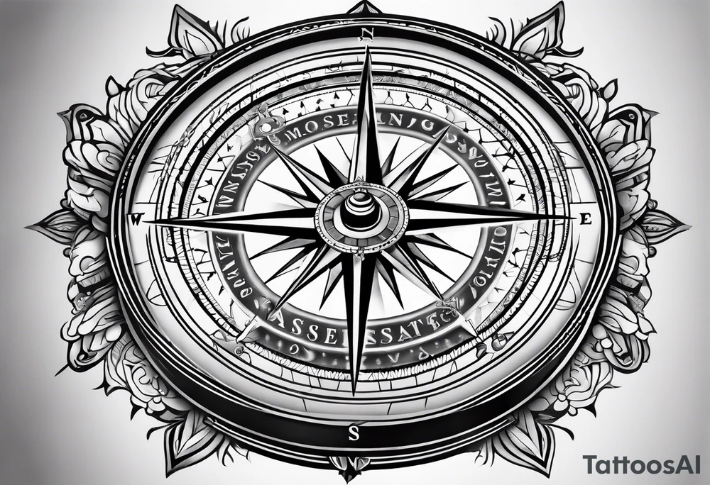 vintage compass tattoo idea