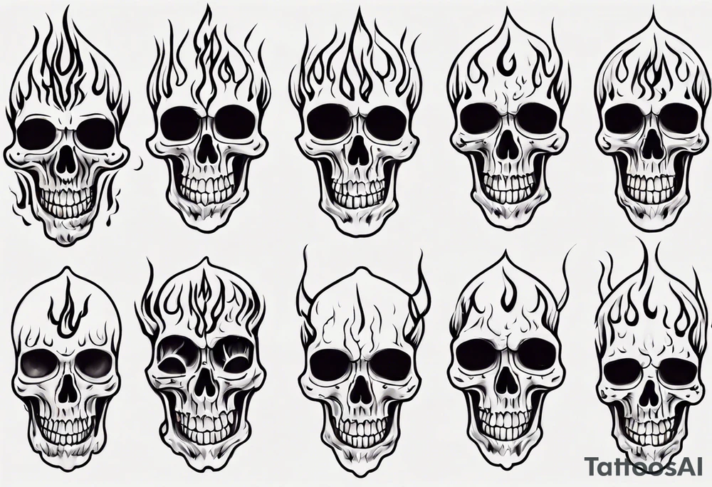 skeleton with flames tattoo idea