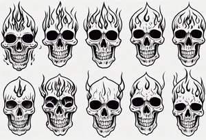 skeleton with flames tattoo idea