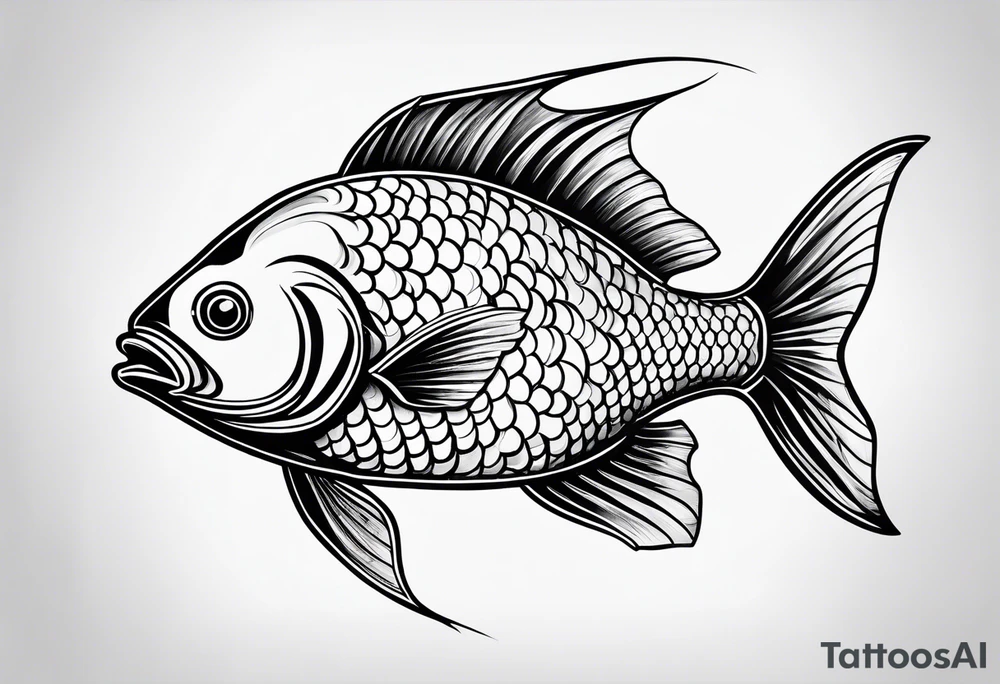Line work fish tattoo idea