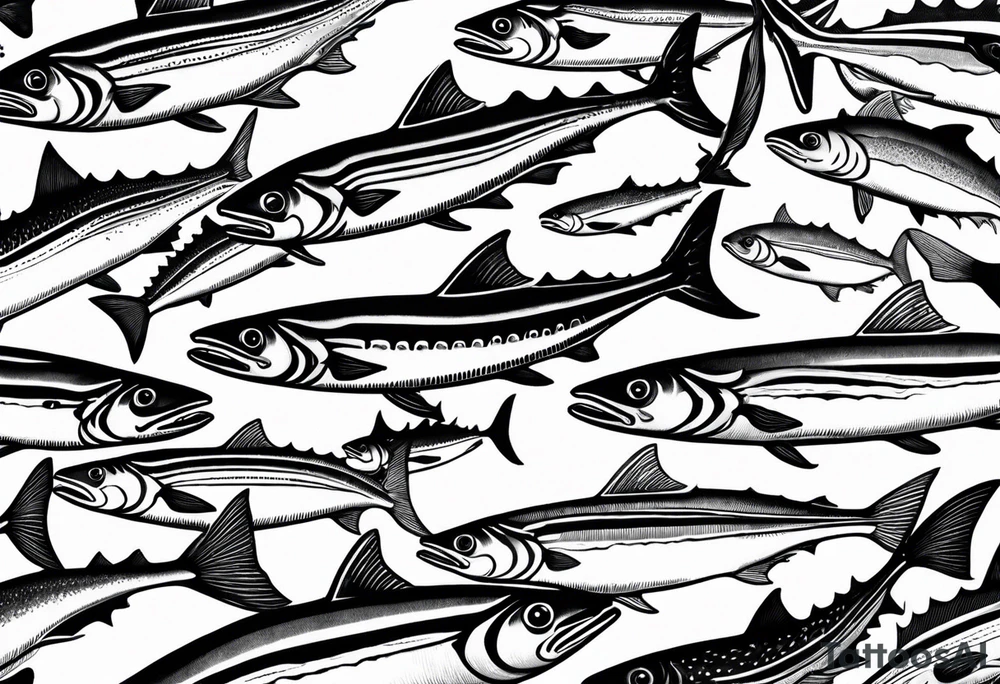 Shoal of mackerel in the ocean tattoo idea
