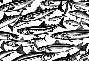 Shoal of mackerel in the ocean tattoo idea