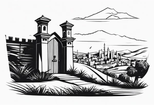 israel town gate vector tattoo idea