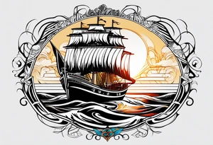 boat, sun, earth tattoo idea