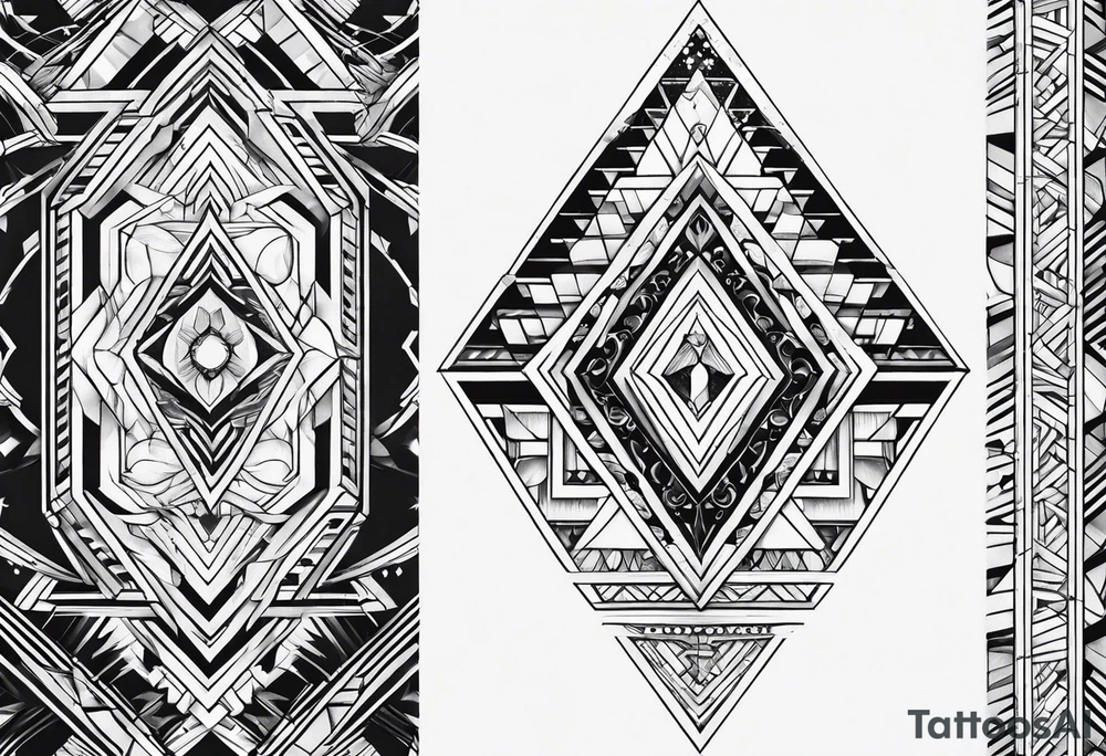 Vertical ways geometric shape tattoo idea