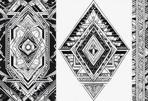 Vertical ways geometric shape tattoo idea