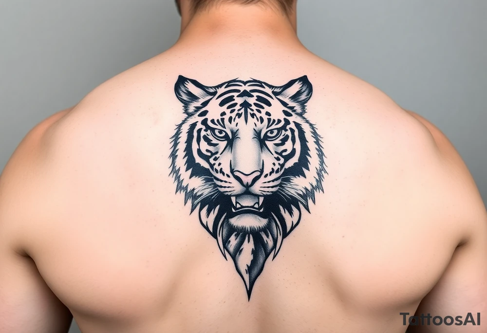Tiger with mountains tattoo idea