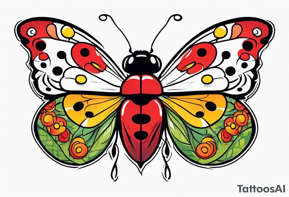 Half Butterfly and half ladybug tattoo idea