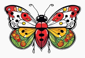 Half Butterfly and half ladybug tattoo idea