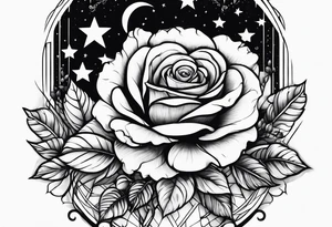 Tesseract with roses and stars tattoo idea