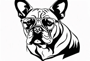 silhouette of french bull dog with glasses tattoo idea