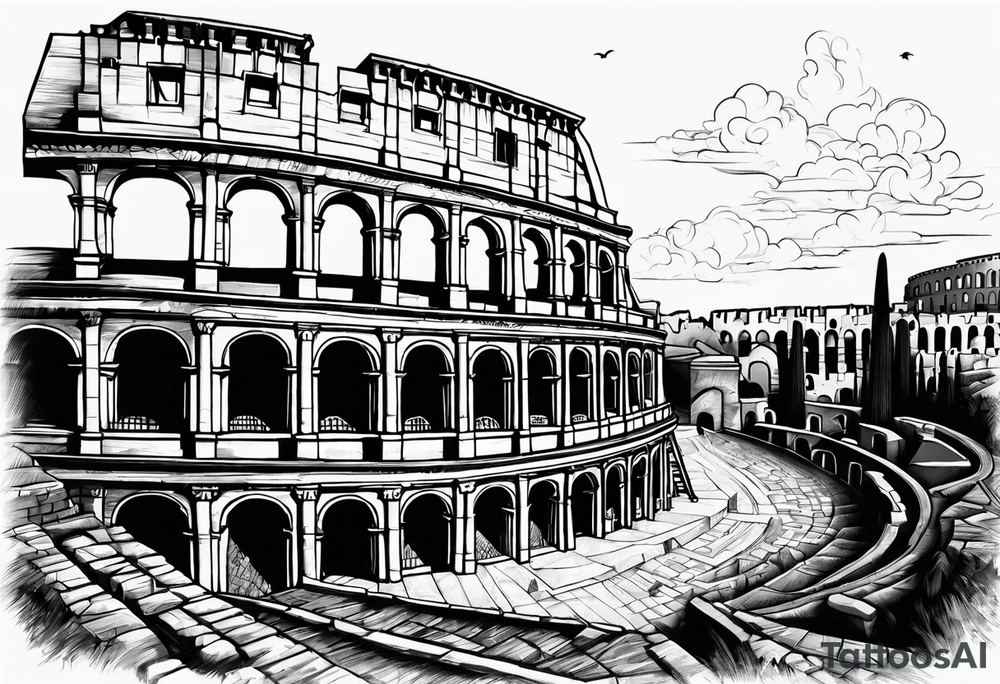 Ancient Rome City tattoo idea