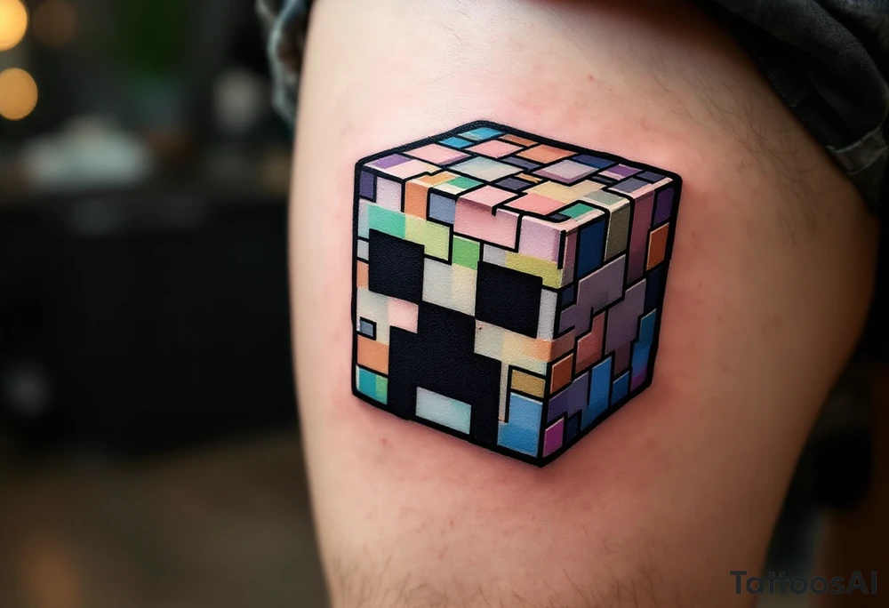 Small Minecraft creeper head block smaller tattoo idea