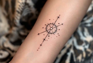 A subtle Sagittarius tattoo using only tiny white dots for stars, placed behind the ear. tattoo idea