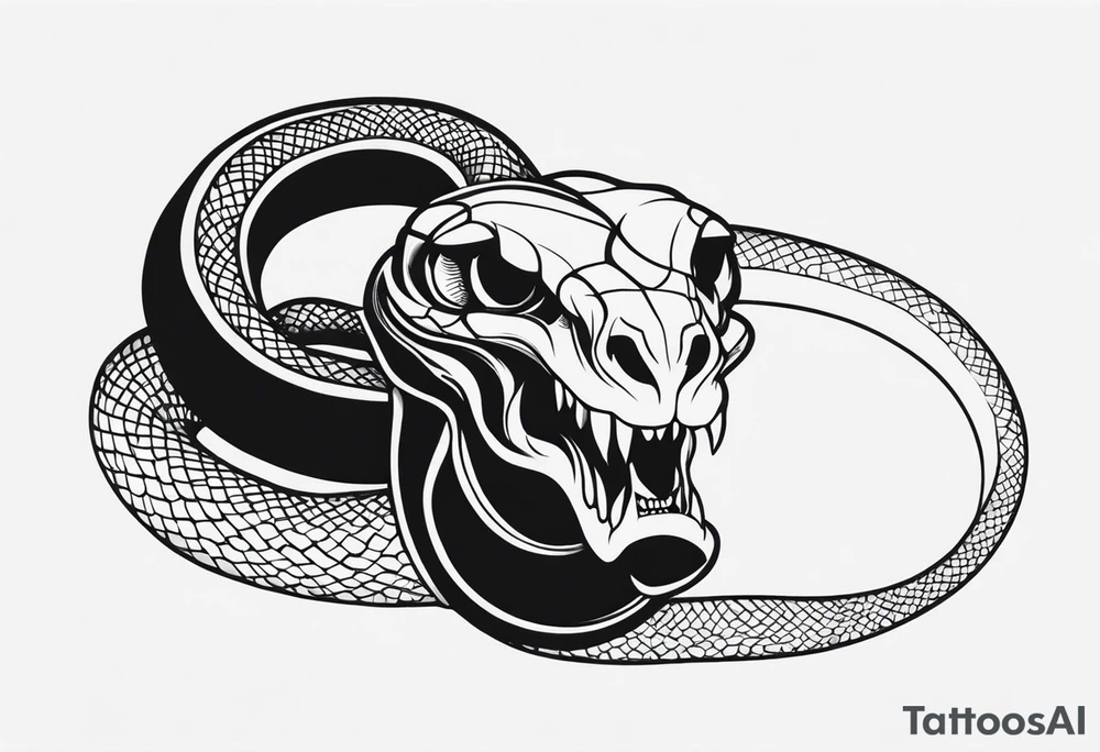 Snake on skull head tattoo idea