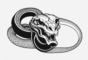 Snake on skull head tattoo idea