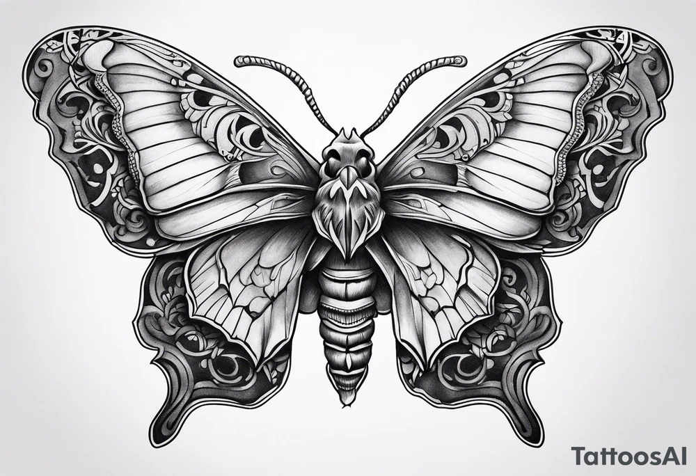 Skull moth tattoo idea