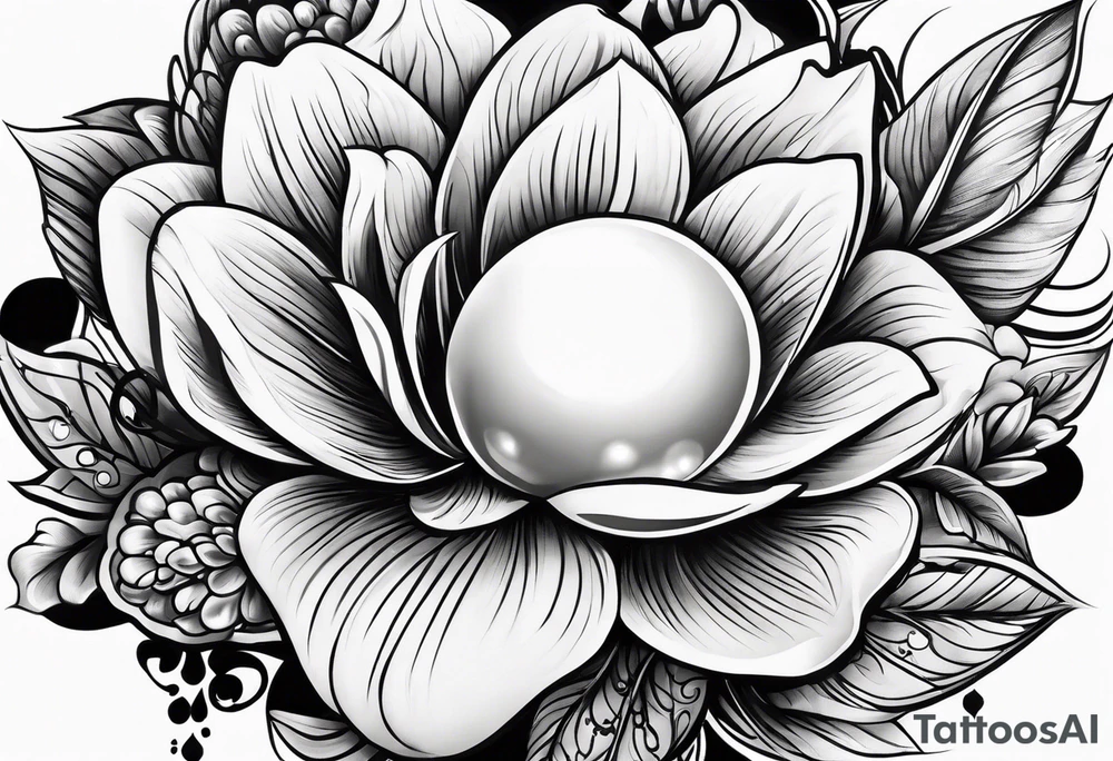 Pearl tattoo that has realistic features no people tattoo idea
